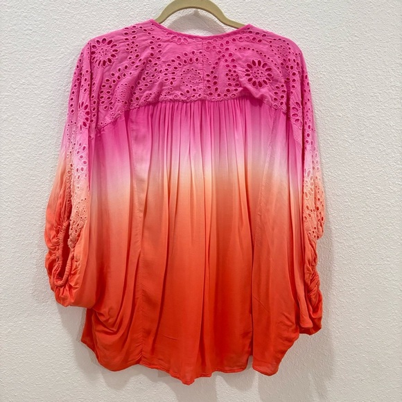 Young Fabulous & Broke | Pink ombre poet top oversized eyelet - Picture 7 of 8